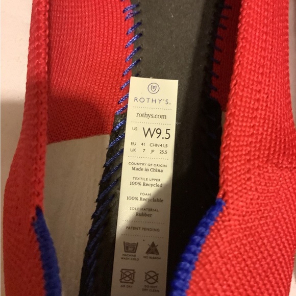 Rothys Flat Red Textile Ballet Shoes Size 9.5 - Picture 6 of 8